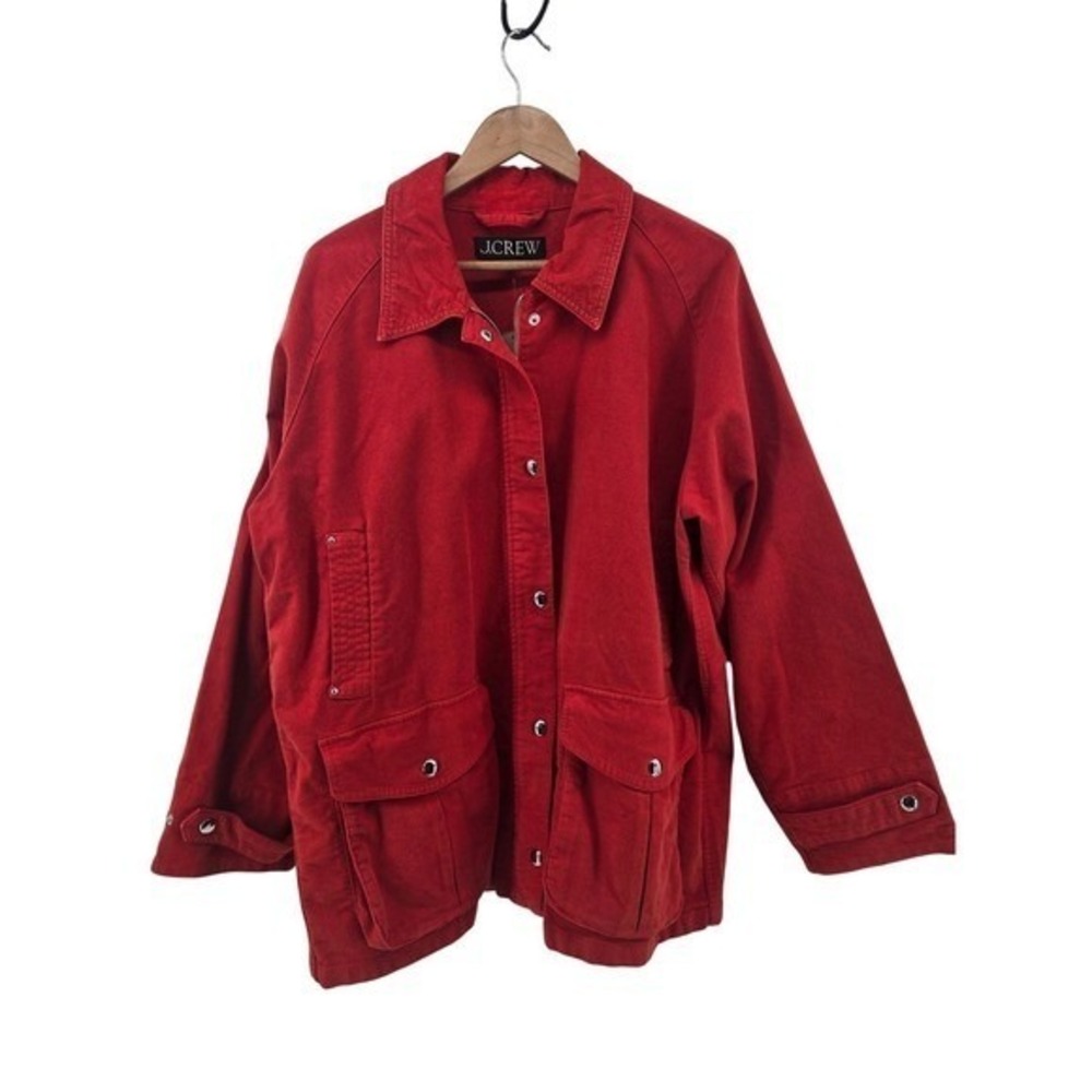 J.Crew Field Jacket  XXL Red CN057 Zip Snap Front Barn Coat Corduroy Collar